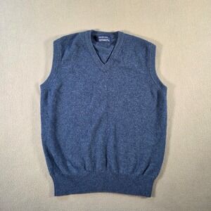 Joseph Turner Mens 40 Small Blue Sweater Vest Lambswool V Neck Pullover Jumper